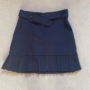 Chic Navy Pleated Mini Skirt with Belt